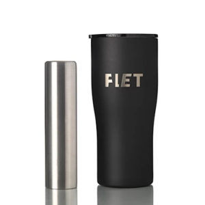 FLET tumbler 24 oz - สีดำ - แก้วเก็บความเย็น มาพร้อมแท่งน้ำแข็งสแตนเลส เครื่องดื่มเย็นไม่ต้องใส่น้ำแข็ง