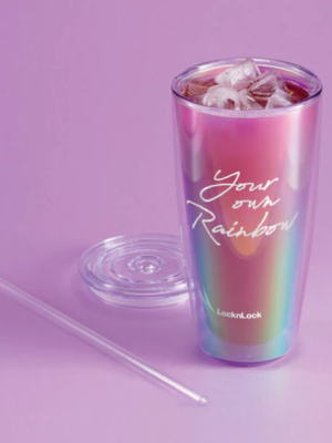 แก้วน้ำพลาสติก 2 ชั้น ลายสายรุ้ง Rainbow Double Wall Cold Cup ความจุ 720 ml.