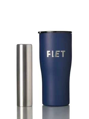 FLET tumbler 24 oz - สีน้ำเงิน - แก้วเก็บความเย็น มาพร้อมแท่งน้ำแข็งสแตนเลส เครื่องดื่มเย็นไม่ต้องใส่น้ำแข็ง