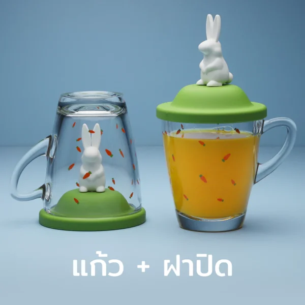 Bunny Mug แก้วมัคพร้อมฝาครอบ ดีไซน์ กระต่าย Qualy
