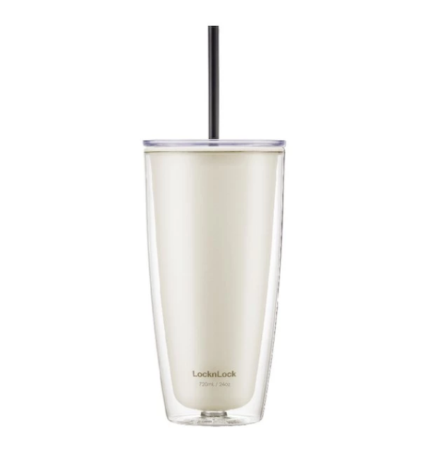 LocknLock แก้วพลาสติก 2 ชั้น พร้อมหลอด Double Wall Cold Cup รุ่น HAP507 - Image 2
