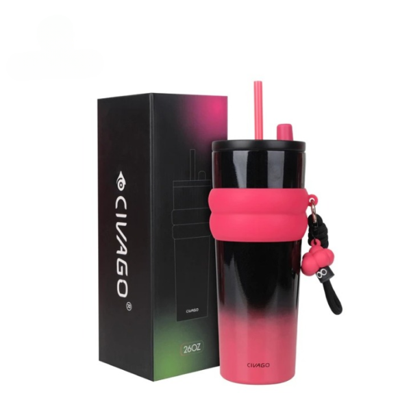 CIVAGO（26oz） แก้วกาแฟสแตนเลสซับเซรามิกพร้อมฝาปิดขวดสูญญากาศ
