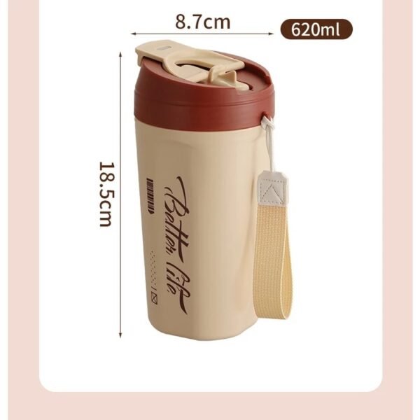 แก้วน้ำถ้วยฟาง เก็บอุณหภูมิ สแตนเลส304 พร้อมสายสะพาย - Image 2